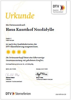 Urkunde 4 Sterne Haus auf Sylt